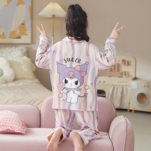 Filles pyjamas à manches longues mince printemps automne maison vêtements élégant dessin animé pour 5-15 <span class=keywords><strong>ans</strong></span> enfant filles coton lâche maison vêtements - Product Image 2