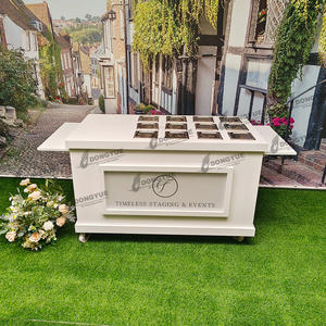 Chariot en bois personnalisé pour vendeurs de rue Chariot mobile pour snack Chariot de nourriture pliable avec boîte à lumière LED - Product Image 1