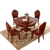 Ensemble de salle à manger de style traditionnel européen de luxe, meubles en bois massif, convertible, extensible, pliable pour la maison, l'hôtel, l'appartement