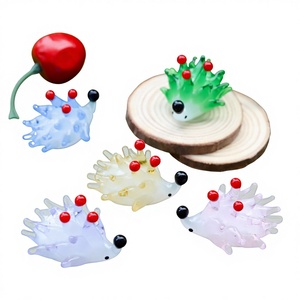 Ornements créatifs en verre en forme d'oursin animalier de dessin animé, décorations pour la maison, le bureau et la chambre, cadeau, jolies petites créations artisanales en fil de verre incrusté - Product Image 1