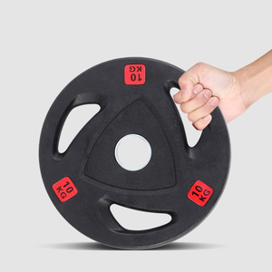 <span class=keywords><strong>Discos</strong></span> de Pesas Recubiertos de Goma Negra DW SPORTS, <span class=keywords><strong>Discos</strong></span> Olímpicos con Agarre Triple para Levantamiento de Pesas en Gimnasio - Product Image 3