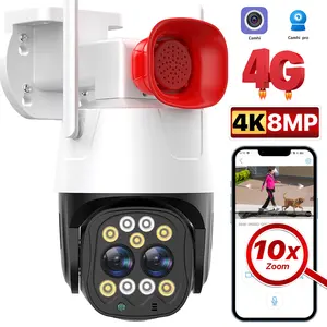 CamHi 4MP 8MP GSM камера с двойным объективом 10xZoom смарт-сеть Camara Sim-карта Ai автоматическое отслеживание наружного 4K CCTV IP Wifi 4G PTZ камеры
