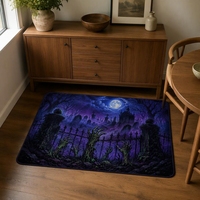 Tapis de sol moderne en polyester lavable et antidérapant, motif mains de zombie d'Halloween et clôture de cimetière, en faux velours, pour salon