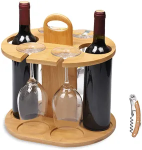 Toptan bambu şarap tutucu şişe şarap rafı ahşap şarap şişesi Coolders