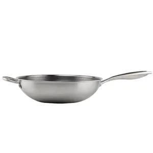 Chảo Nấu Ăn Tổ Ong Bằng Thép Không Gỉ Chảo Rán 34Cm Chống Dính Có Tay Cầm Đứng Chảo Inox