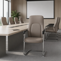 Chaise de conférence ergonomique anti-griffures avec structure cantilever en arc, accoudoirs en PU épaissi et mousse haute résilience beige pour usage hôtelier