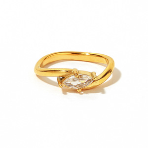 Stainless Steel <b>Ring</b> 18k Gold Plated <b>Titanium</b> Steel Marquise Diamond Prong Setting Engagement Women's Jewelry YR43 - Product Image 4