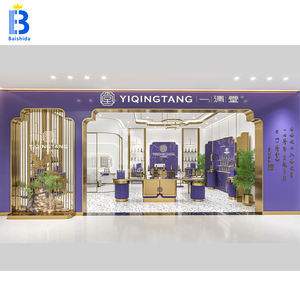 Negozio di cosmetici boutique di fascia alta da sogno viola negozio di prodotti per la cura della pelle design personalizzato espositore in oro - Product Image 1