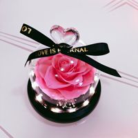 Vraies roses éternelles préservées sous cloche en verre - Cadeau éternel pour Maman, Épouse, Petite Amie, Saint-Valentin, Pâques, Noël, Anniversaire