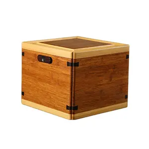 Caixa de bambu de brocado para música de alta qualidade com NanZhu natural e acabamento fino para caixa de embalagem de bule de luxo