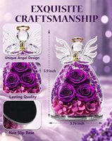 Roses éternelles pour la fête des mères et les anniversaires avec figurines d'anges en verre - Coffret cadeau de fleurs fraîches éternelles pour femmes et mamans