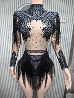 2026 Haut de gamme Body à franges et strass pour femme, justaucorps en cristal, tenue de performance pour boîte de nuit, bal de promo, soirée, danse et scène