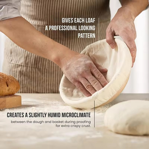 Artisan Sourdough <b>Bread</b> Making <b>Baskets</b> 9 Inch Handwoven Rattan <b>Baskets</b> and Cloth Liners Banneton <b>Bread</b> Proofing <b>Baskets</b> - Product Image 4