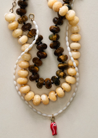 Collar de Moda Zooying con Cuentas de Ábaco Espaciadoras de 6x10mm, Amatista, Citrino, Ojo de Tigre, Malaquita, Acero Inoxidable Anudado