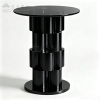Table de bar ronde en acier inoxydable avec base cylindrique, table haute pour cocktails, idéale pour la maison, les clubs, les hôtels, les halls d'entrée, table haute pour événements, mobilier