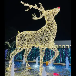 Noel açık büyük santa kızak 3d noel baba kızak ren geyiği motif ışık