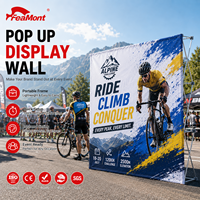 FEAMONT Stand d'exposition pop-up pour toile de fond d'événements sportifs et mur de scène extérieur avec cadre en aluminium et sac de transport portable