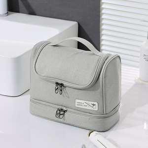 Beilian Toiletry Bag Large Capacity Dry Wet Separation Travel Makeup Organizer Rectangle Brown - Product Image 2