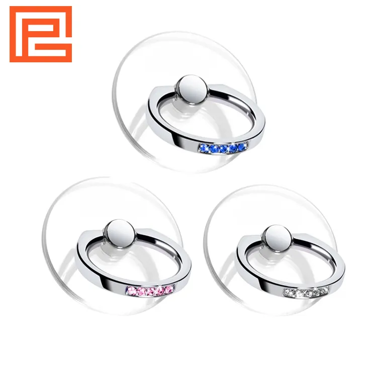 Finger Ring Holder Diamond Clear Cell Phone Stand 360 Degree Round Telephone Support Car Bracket For iPhone 15 14 Accessories