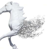 Statue de cheval grandeur nature créative semi-solide et en wireframe, sculpture en résine, fibre de verre et métal à vendre