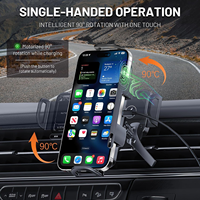 Support de téléphone de voiture rotatif automatique 2 en 1 avec charge rapide 15W, support de clip de ventilation à une touche pour iPhone et Android