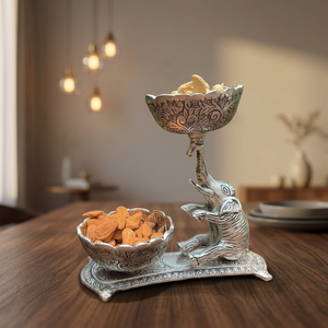 Handmade Metal Oriental Carved <b>elephant</b> Serving Bowl Set with Fruit and Snacks Dish Decorative <b>Gifting</b> Bowls - Product Image 2