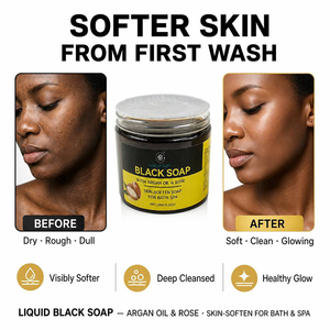 Autocollant personnalisé 180g Savon <span class=keywords><strong>noir</strong></span> à l'extrait d'eucalyptus, soin doux pour le bain, pâte de savon <span class=keywords><strong>noir</strong></span> marocain - Product Image 4