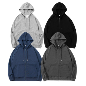 Sweat-shirts à capuche zippés personnalisés 320 g/m² en polyester et coton pour hommes, coupe régulière, poids lourd, collection automne, vente en gros - Product Image 3