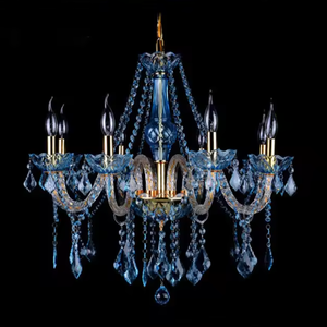 New Design European Droplight Traditional Hotel Bedroom KTV Blue <b>Crystal</b> Bead <b>Chandelier</b> Candles - Product Image 5