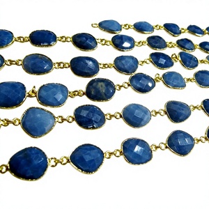 Cadena con Conector de Bisel de Ópalo Azul Natural de Forma Irregular, Tamaño de 12 a 15 mm, para la Creación de Joyería - Product Image 1