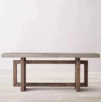 Table console en bois massif de style américain, imitation ciment, miroir, or rose, style wabi-sabi, rétro, vieilli, industriel, minimaliste, entrée