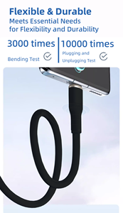 Câble USB-C vers USB-C en silicone composite cuivre pur 240W avec charge rapide 3A pour ordinateurs, appareils Android et iOS - Product Image 6
