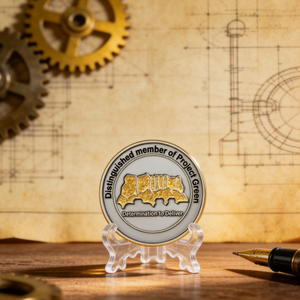 Moneda Conmemorativa para Miembros de la Sociedad de Excelencia, Aleación de Zinc, Base Plateada Electrochapada, Borde con Relieve de Polvo Dorado Brillante - Product Image 2