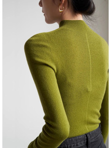 Maglione Coreano in Lana a Collo Semi-Alto, Lavorazione 3D a 16 Aghi, Senza Cuciture, Tinta Unita, Elegante per l'Autunno - Product Image 5