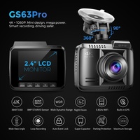 Caméra embarquée DVR de voiture intelligente avec écran tactile IPS 4K mini de 2,4 pouces, nouvelle en 2024, double objectif avant et arrière, GPS et Wi-Fi, boîte noire