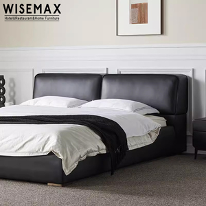 WISEMAX MUEBLES Diseño minimalista marco de la cama del hogar madera de pino maciza microfibra de cuero king size queen size marco de la cama para el dormitorio - Product Image 5