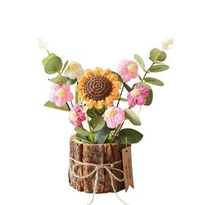 Plantes en pot finies sur mesure, Tournesols tricotés en pot pour la Fête des Enseignants, Fleurs artificielles, Fleurs au crochet pour la remise des diplômes - Product Image 5