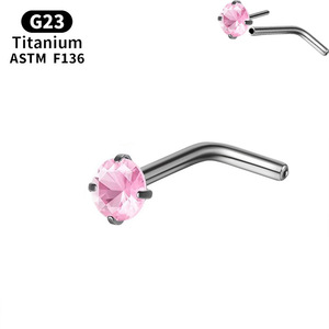Getta G23 Anneau de nez en alliage de titane Piercing Bijoux Diamant Étoile à cinq branches Design Plug-In Zircon Nez Nail Straight Rod S Rod - Product Image 6