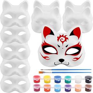 Halloween DIY Descartável Gato Rosto Fox Máscara Handmade Branco Papel Polpa Moldado Máscara Do Partido - Product Image 3