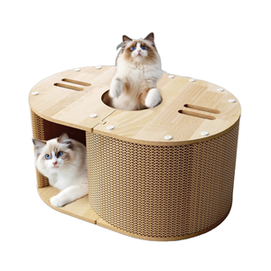 Modern Durable Luxury Cat Scratch Board Large Oval Corrugated Carton <strong>Scratcher</strong> House Tunnel Hole for Play and <strong>Lounge</strong> - Product Image 1