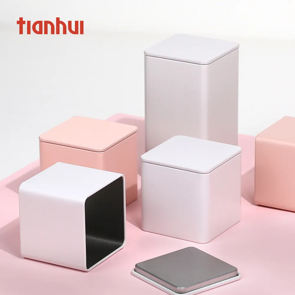 Tianhui Food Tee Verpackung Metall Blechdose Box Black Square Tee behälter Dose/Golden Tea Candy Jar Blechdose