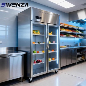 Frigorifero Commerciale SWENZA in Acciaio Inox, Frigorifero a <span class=keywords><strong>Doppia</strong></span> <span class=keywords><strong>Porta</strong></span> con Temperatura Digitale per Cucine di Ristoranti - Product Image 1
