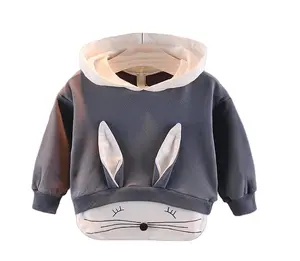 Conjuntos de ropa de otoño para niños, top coreano de manga larga con Orejas de conejo
