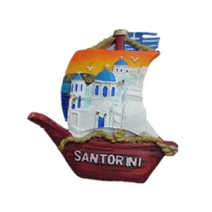 Shunxu Wholesale Creative Unique Resin Santorini Ship Fridge Magnet