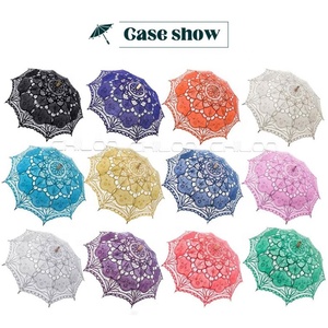 Vente en gros Parasol de mariage en dentelle blanche traditionnel fait à la main Parapluie en dentelle unie - Product Image 4