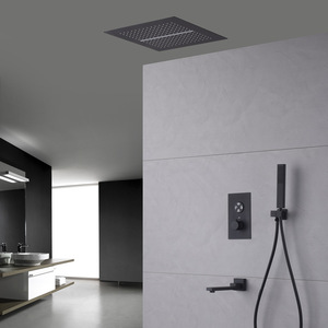 Juego de Ducha Termostática de Acero Inoxidable <span class=keywords><strong>INTERLAN</strong></span> CS-818 Negro y Dorado, Grifo Mezclador de Baño Montado en la Pared con Acabado Pulido y Lluvia, ¡Venta Caliente! - Product Image 4