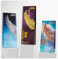 Vente en gros Impression couleur Réunion annuelle créative Souvenir Plaque Trophée Médaille de cristal Récompenses Couleur Imprimé Trophée de cristal