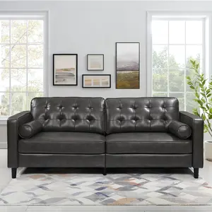 Sofá europeo ligero de estilo de lujo para apartamento, tapizado en cuero, de espuma elástica, moderno y sencillo, 3 plazas, último diseño