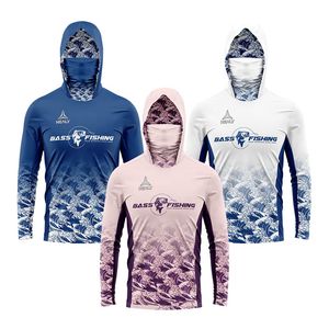 Custom Sublimated Long Sleeve Fishing Jersey Breathable Quick Dry Hoodie with <b>Face</b> <b>Mask</b> Plus Size Design - Product Image 1