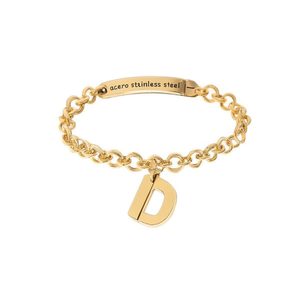 Bracciale con Charm a Lettera D Pulsara, Placcato Oro in Acciaio Inossidabile, Gioiello Minimalista Unisex per Uso Quotidiano - Product Image 1